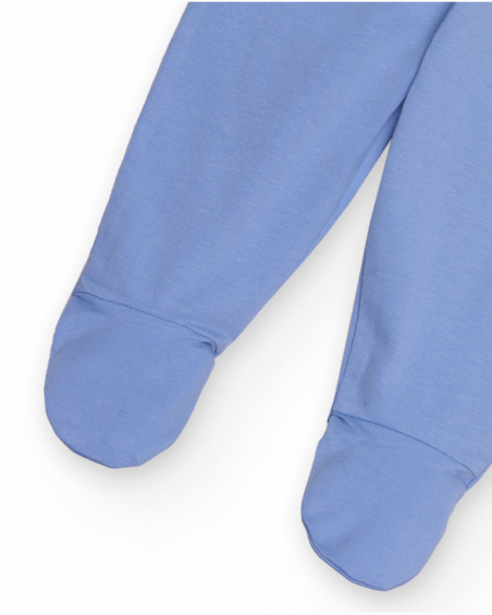 Conjunto para bebê menino branco e azul com estampa de