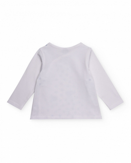 Conjunto para bebê menino branco e azul com estampa de