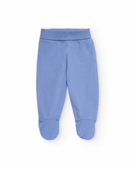Conjunto para bebê menino branco e azul com estampa de