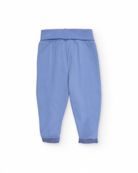 Conjunto para bebê menino branco e azul com estampa de