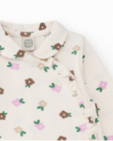 Macacão de algodão para recém-nascido com estampado floral em