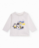 Conjunto para recém-nascido de t-shirt branca e calças cinza