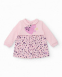 Vestido de malha para menina cor-de-rosa com estampa de coração Vestido de malha para menina cor-de-rosa com estampa de coração