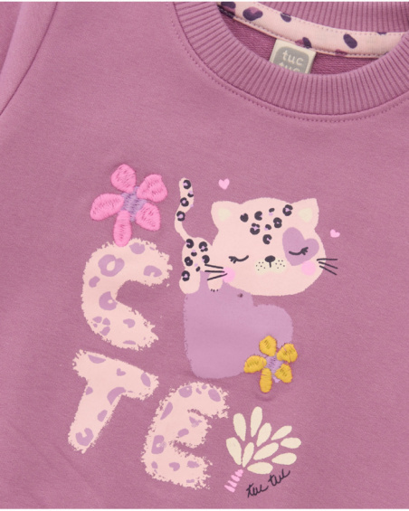 Conjunto de moletom e leggings para menina cor roxa com estampa