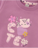 Conjunto de moletom e leggings para menina cor roxa com estampa