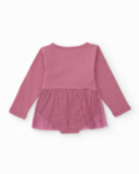 Body tipo vestido para bebê menina na cor lilás com saia de