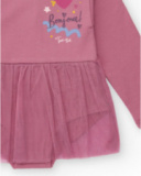 Body tipo vestido para bebê menina na cor lilás com saia de