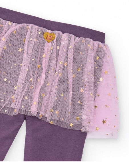 Conjunto de blusa e leggings para menina nas cores rosa e roxo
