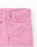 Calça longa de sarja stretch para menina na cor rosa com
