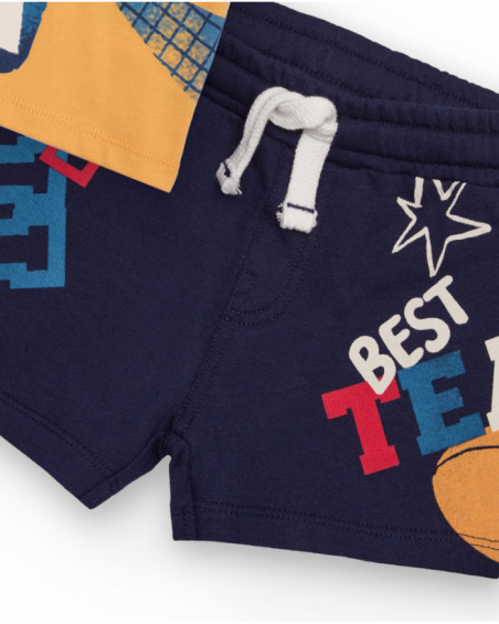 Conjunto para menino com camiseta amarela com estampa divertida