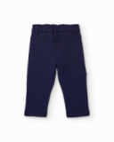 Calça de moletom para menino em azul-marinho com costuras