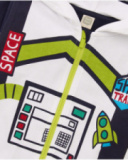 Moletom com capuz para menino nas cores azul-marinho e branco