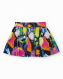 Saia para menina com estampa galáctica multicolorida.