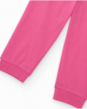 Pijama de algodão para menina rosa com estampa de nave espacial.