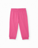 Pijama de algodão para menina rosa com estampa de nave espacial.