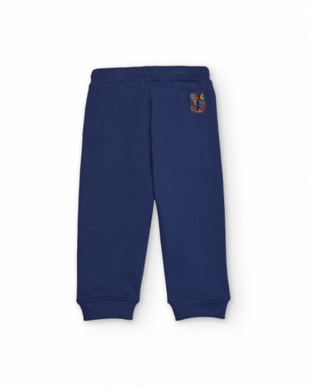 Calça jogger para menino azul marinho com cintura ajustável.