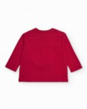 Camisola de manga comprida para menino em vermelho com