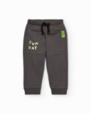 Calças jogger para menino em cinzento com estampado "Fun Day"