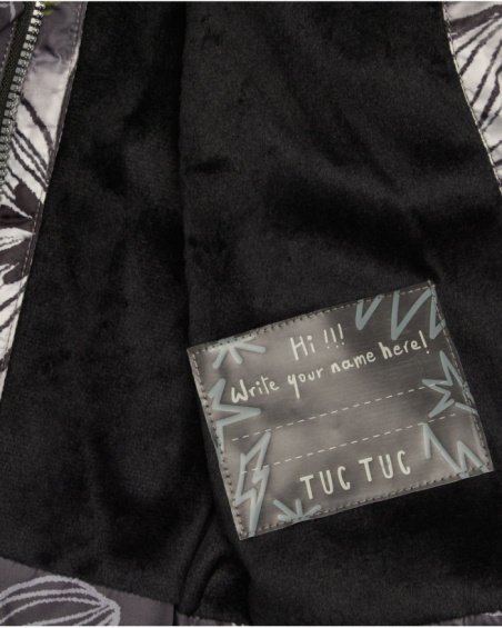 Casaco acolchoado para menina em cinzento com estampado floral