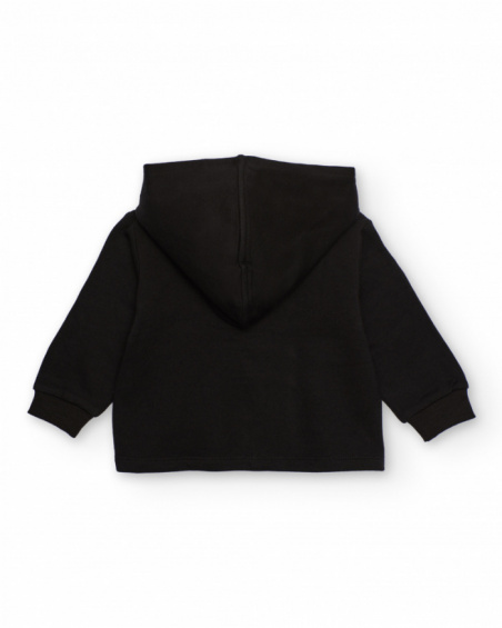 Sweat com capuz menina em preto com estampado floral coleção