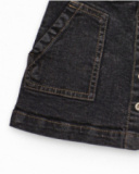 Saia menina em denim preto com bolsos aplicados e botões