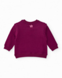 Sweatshirt em felpa para menina em bordô com carinha de animal