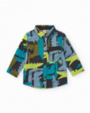 Camisa de manga comprida para menino com estampa multicolorida