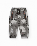 Calça jogger para menino em cinza com estampa de ursos polares