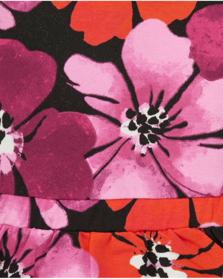 Vestido para menina com estampa floral em fúcsia.