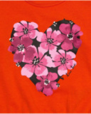 Suéter laranja para menina com coração floral