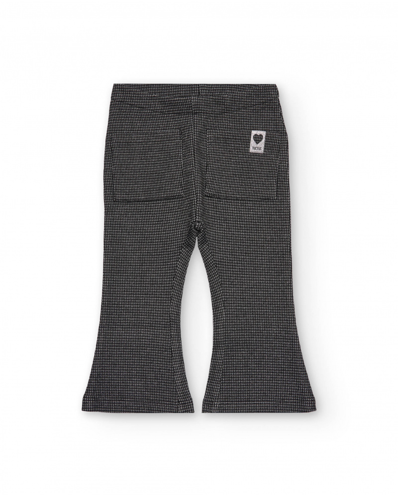 Calça flare para menina com estampa vichy preta