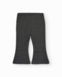 Calça flare para menina com estampa vichy preta