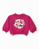 Suéter fúcsia para menina com flor estampada
