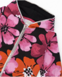 Conjunto para menina com casaco floral e calça fúcsia