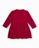 Vestido para menina na cor bordô com detalhe bordado.