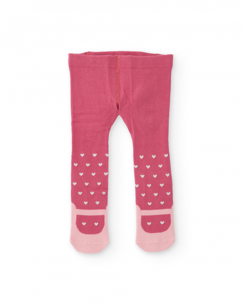 Collant para bebé menina em tons de rosa com desenho de corações