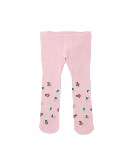 Collants rosa para recém-nascido com estampado de flores.