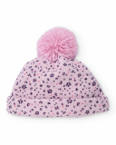 Gorro rosa para recém-nascido de design floral e pompom