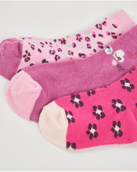 Pack de meias para bebê menina em tons de rosa