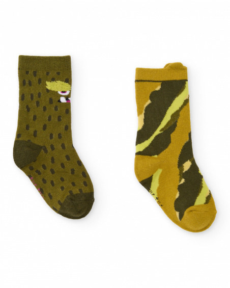 Kit de meias para menino com estampa camuflada e design de