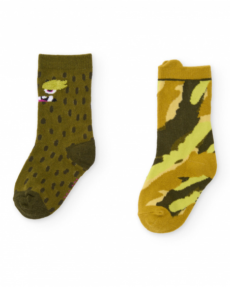 Kit de meias para menino com estampa camuflada e design de