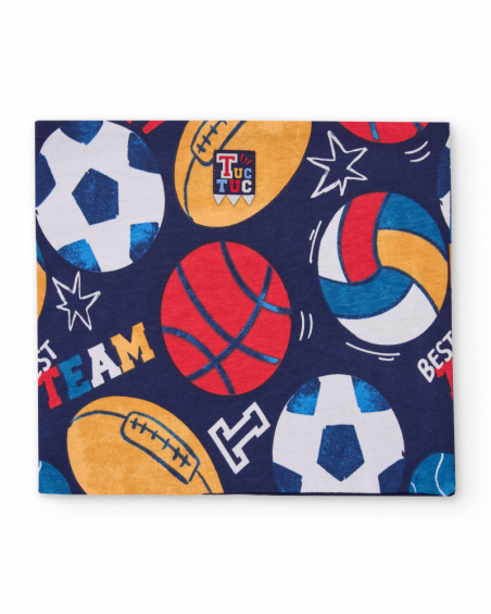 Gola para menino em azul-marinho com estampa de bolas e
