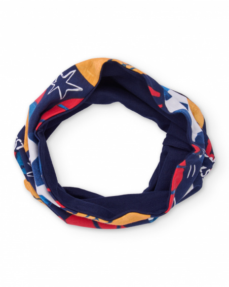 Gola para menino em azul-marinho com estampa de bolas e