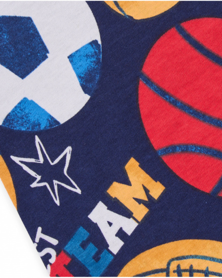 Gola para menino em azul-marinho com estampa de bolas e