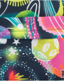 Mochila multicolor para menina com estampa de planetas e