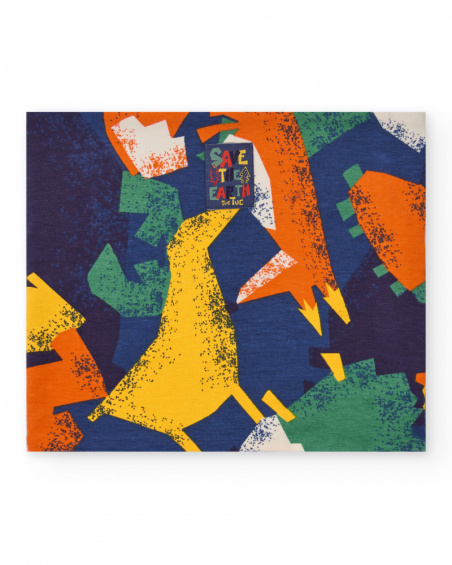 Gola tubular para menino em azul-marinho com estampado colorido