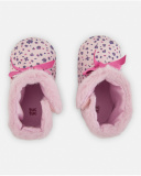 Botinha rosa para recém-nascido com estampado floral e laço