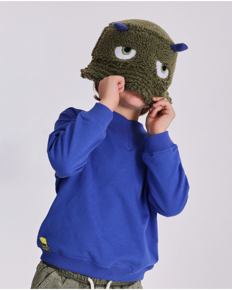 Moletom infantil azul com estampa "I'M FUNNY" no peito.