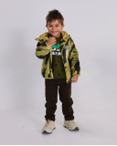 Calça cargo infantil marrom com bolsos laterais.