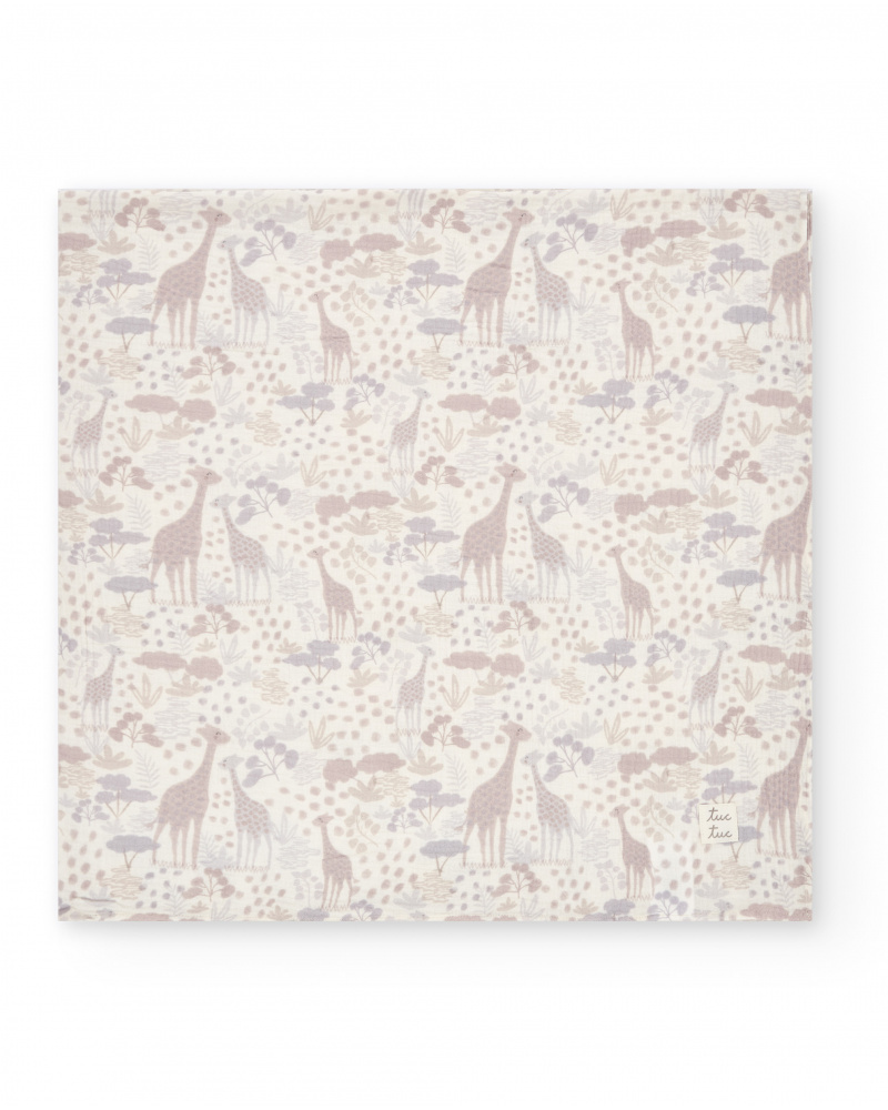 Musselina de bebé com estampado de girafas em tons neutros